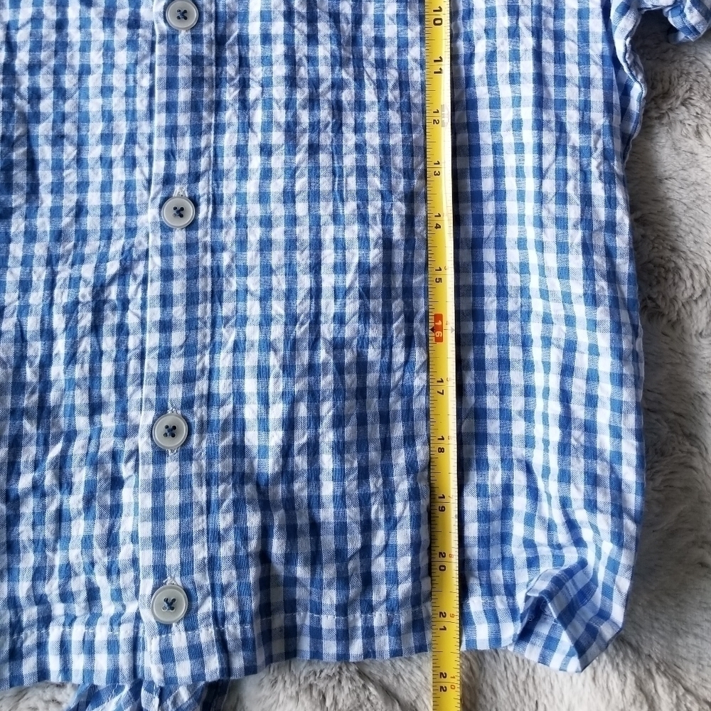 Finn & Grace Blue White Picnic Pattern Tie Front S - Picture 8 of 9